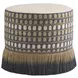 Key Biscayne Lamar Brown and Black Upholstered Round Swivel Ottoman with Nailhead Trim