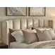 Savoy Rendezvous Ivory and Brown Performance Fabric California King Upholstered Panel Bed