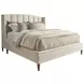 Savoy Rendezvous Ivory and Brown Performance Fabric California King Upholstered Panel Bed