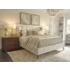 Savoy Rendezvous Ivory and Brown Performance Fabric King Upholstered Panel Bed