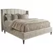 Savoy Rendezvous Ivory and Brown Performance Fabric King Upholstered Panel Bed