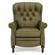 Kendall Oasis Olive Leather Push Thru The Arms Recliner with Nailhead Trim