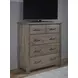 Dovetail Mystic Gray 5 Drawer Standing Dresser
