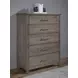 Dovetail Mystic Gray 5 Drawer Chest