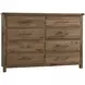 Dovetail Natural 8 Drawer Dresser