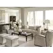 Merino Carlyle Beige Upholstered Square Ottoman with Nailhead Trim