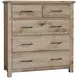Dovetail Sun Bleached White 5 Drawer Standing Dresser