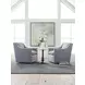 Barrier Gray Upholstered Swivel Chair with Nailhead Trim