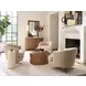 Graves La Costa Beige and Brass Upholstered Swivel Chair