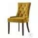Farren Yellow Velvet and Espresso Side Chair with Nailhead Trim Set of 2