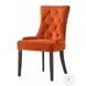 Farren Orange Velvet and Weathered Oak Side Chair with Nailhead Trim Set of 2