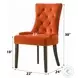 Farren Orange Velvet and Weathered Oak Side Chair with Nailhead Trim Set of 2