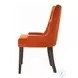 Farren Orange Velvet and Weathered Oak Side Chair with Nailhead Trim Set of 2