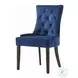 Farren Blue Velvet and Weathered Oak Side Chair with Nailhead Trim Set of 2