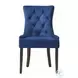 Farren Blue Velvet and Weathered Oak Side Chair with Nailhead Trim Set of 2