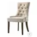 Farren Beige Fabric and Weathered Oak Side Chair with Nailhead Trim Set of 2