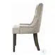 Farren Beige Fabric and Weathered Oak Side Chair with Nailhead Trim Set of 2