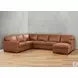 Langston Nutmeg Top Grain Leather RAF Chaise Sectional