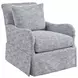 Palm Frond Rendezvous Blue Upholstered Swivel Chair with Pillow
