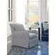Palm Frond Rendezvous Blue Upholstered Swivel Chair with Pillow