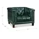 Picavel Green Leather Upholstered Accent Chair with Nailhead Trim