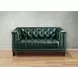 Picavel Green Leather 65" Loveseat with Nailhead Trim