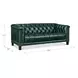 Picavel Green Leather 84" Sofa with Nailhead Trim
