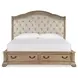 Marisol Fawn and Cream California King Leather Upholstered Storage Sleigh Bed