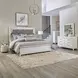 Reflections Pearl White and Gray King Upholstered Panel Bed with LED
