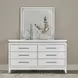 Reflections Pearl White and Rhinestone 6 Drawer Dresser with LED in Mirror