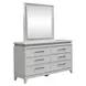 Reflections Pearl White and Rhinestone 6 Drawer Dresser with LED in Mirror