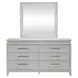 Reflections Pearl White and Rhinestone 6 Drawer Dresser with LED in Mirror