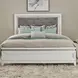 Reflections Pearl White and Gray Queen Upholstered Panel Bed with LED