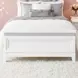 Reflections Pearl White and Gray Full Upholstered Panel Bed with LED