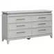 Reflections Pearl White and Rhinestone 6 Drawer Dresser with LED