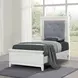Reflections Pearl White and Gray Twin Upholstered Panel Bed with LED