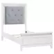 Reflections Pearl White and Gray Twin Upholstered Panel Bed with LED