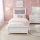 Reflections Pearl White and Gray Twin Upholstered Panel Bed with LED