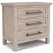 Bennett Frosted Gray 3 Drawer Nightstand with USB Charging