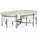 Jennings Edgecomb Gray and Weathered Antique Nickel Oval Occassional Table Set with 2 Ottomans