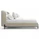 Madera Beige and Modern Walnut King Upholstered Panel Bed