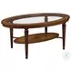 Marquetry Aged Regency Two Tier Oval Cocktail Table
