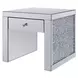 Noralie Silver and Gray Square Glass Top End Table with 1 Drawer