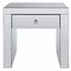 Noralie Silver and Gray Square Glass Top End Table with 1 Drawer