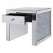 Noralie Silver and Gray Square Glass Top End Table with 1 Drawer