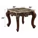 Mehadi Beige and Walnut Square Marble Top End Table