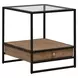 Bedford Weathered Oak and Black Rectangular Glass Top Occasional Table Set