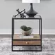 Bedford Weathered Oak and Black Rectangular Glass Top End Table