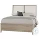 Woodbridge Shadow Gray And White California King Upholstered Low Profile Panel Bed