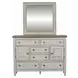 Homestead Antique White and Tobacco 6 Drawer Dresser with Mirror